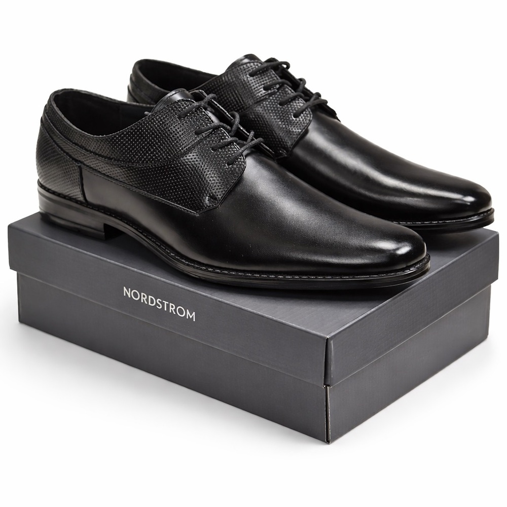 Nordstrom Black Leather Lace-Up Derbys